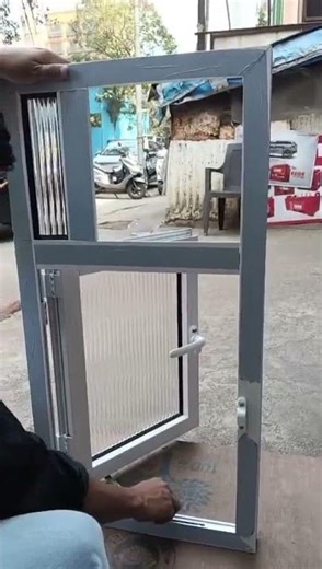 40 mm openable window for bathroom ventilation with flute glass #winajeem #aluminiumwindow