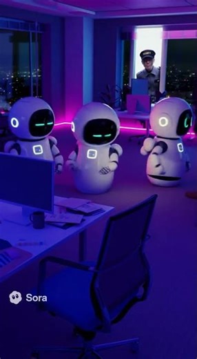 【Sora2】AI社員、夜のオフィスでパーティーしてみた🎉