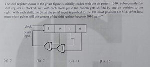 The shift register shown in the given figure is initially loade... | Filo