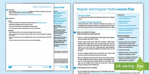 Regular and Irregular Verbs Lesson Plan