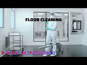 Cleanroom cleaning with mops - floor, walls, and ceilings.