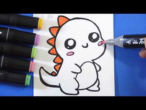 How to Draw a Cute Dinosaur | Easy Drawing for kids