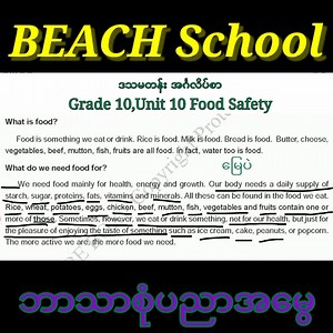 5.5K views · 864 reactions | Grade 10 English (သင်ရိုးသစ်), Unit 10 Food Safety What Is Food? What Do We Need Food For? | BEACH School | Facebook