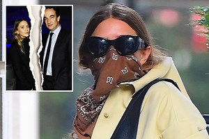 Ashley Olsen wears bandana mask as she keeps a low profile leaving her office following sister Mary-Kate’s nasty divorce