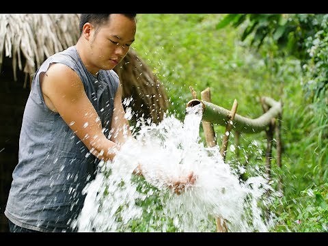 Primitive Skills: Upgrading irrigation systems, water supply by pipe bamboo (new water line)