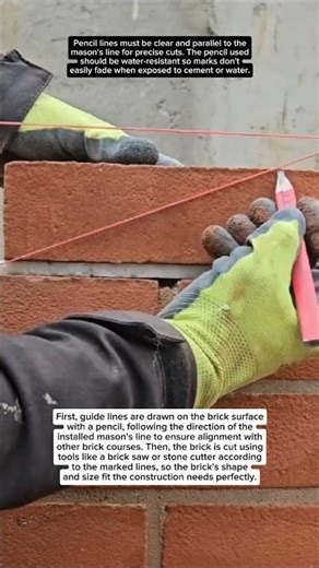 HOW TO CUT BRICKS ACCORDING TO LINES: Accurate with Pencil & Mason's Line!