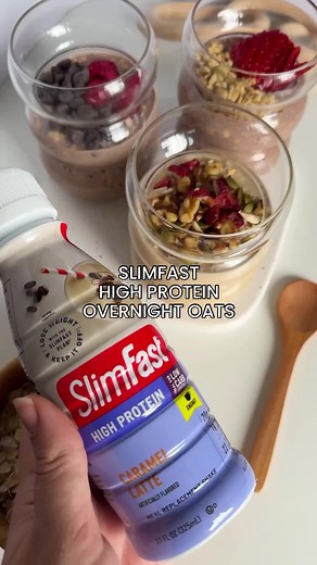 Transform your morning routine with a delicious twist! 🥣✨ Try adding SlimFast shake to your overnight oats for a tasty start to your day. Trust us, your taste buds will thank you! #SlimFast #BreakfastBoost