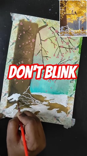 Winter Melts into Spring 🌸 Satisfying Landscape Drawing #art #shorts #painting