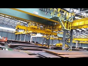 천장크레인 후판 상차작업