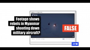This is video game footage -- it does not show rebels shooting down Myanmar military aircraft