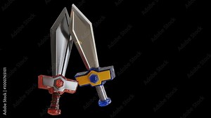 3D Animation of Enchanted Twin Swords | Alpha Channel