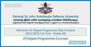 Degree Programmes 2022 (Intake 40) Kotelawala Defence University (KDU)