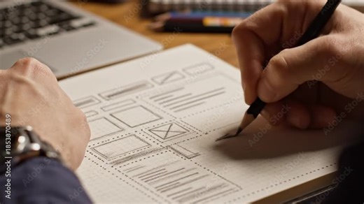 Hands Writing Notes in Notepad with Tools on Table in Modern Workspace Setting