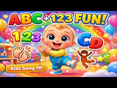 One Two Three Clap With Me 👶 | ABC + 123 Song 🎵 | Fun Kids Dance Nursery Rhyme