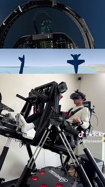 Level flight ➡️ Pitch Up ➡️ Inverted Roll ➡️ Inverted Pull-through. As I pull into a climb, the rig tilts front. We aren’t just moving the chair; we are shifting the gravity vector. By tilting back on the free fall, gravity pulls me into the seat, which my brain, distracted by the VR visuals, interprets as a G-load. When I pull into the vertical, the belt tensioner yanks them tight. Motion rigs have a physical limit to their travel; the belts “fill the gap” by providing the continuous pressure n