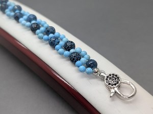 Handmade Turquoise Howlite & Crackle Blue Agate Bead Bracelet - Decorated Clasp - Etsy