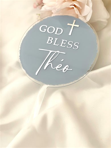 God Bless Cake Topper, Baptism Cake Topper, Christening Cake Topper, First Communion Cake Topper - Etsy