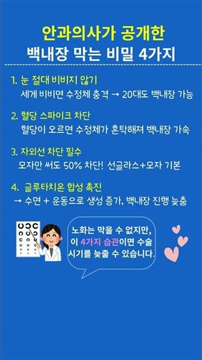 안과의사가 공개한 백내장 막는 비밀 4가지