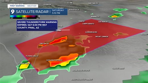 6K views · 49 reactions | A Severe Thunderstorm Warning has been issued until 6:00 PM. The storm was located over Catalina State Park, moving northeast at 20 mph. 60 MPH gusts, and quarter size hail. | KGUN 9 | Facebook