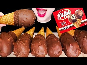 ASMR KitKat Chocolate Ice Cream 킷캣 초콜릿 아이스크림 먹방 Mukbang, Eating