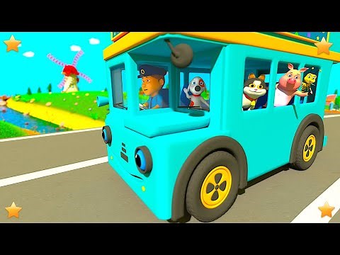 Blue Wheels on the Bus | Kindergarten Nursery Rhymes & Songs for Kids