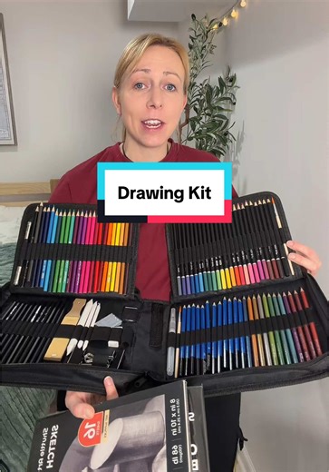 This drawing pencils set comes with everything you need to create beautiful drawings. Great for aspiring artistic and also an amazing gift idea. #drawingkit #drawingset #giftsforartists #tiktokshopcreatorpicks #drawing