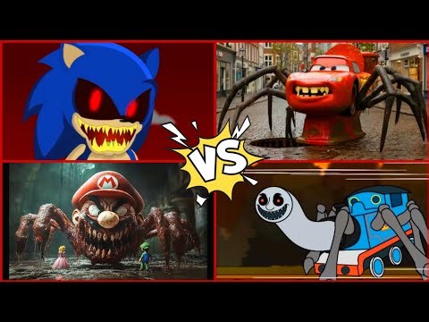 Mario Spider.exe 🆚 McQueen Spider.exe 🆚 Sonic.exe 🆚 Thomas Spider.exe - Coffin Dance
