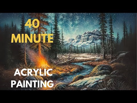How to PAINT a Starry Night Campfire | Acrylic Painting for Beginners