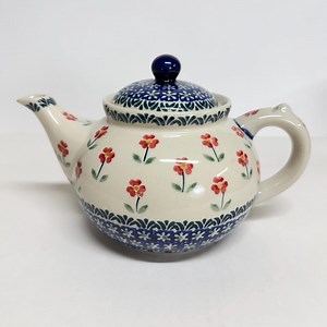 Vintage Polish Pottery Teapot | Hand Painted Stoneware | Blue & White Teapot | Farmhouse Kitchen Decor - Etsy