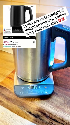 Ninja perfect temperature kettle in spring sale ends midnight HALF PRICE #SPRINGSALE #tiktokmademebuyits #kettle #kitchenessentials @Ninja Kitchen