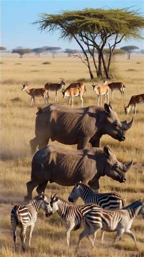 Titans of the Savannah: Rhino Roaming in the Wild