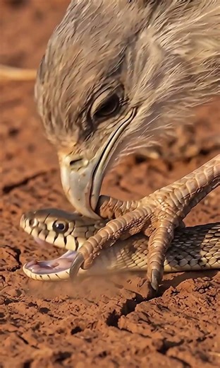 Secretary bird vs snake