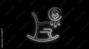 Retirement Savings Icon in Video HD Neon Animation – Pension and Financial Security Symbol with Dynamic Glow on Black Background