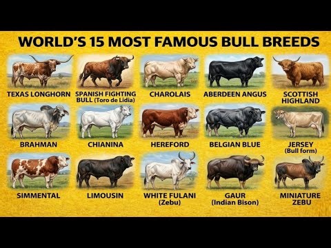 World’s 15 Most Famous Bull Breeds | Top Strongest & Rare Bulls in the World