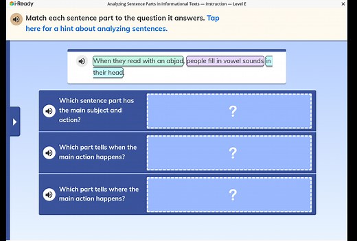 i-ReadyAnalyzing Sentence Parts in Informational Texts - Instr... | Filo