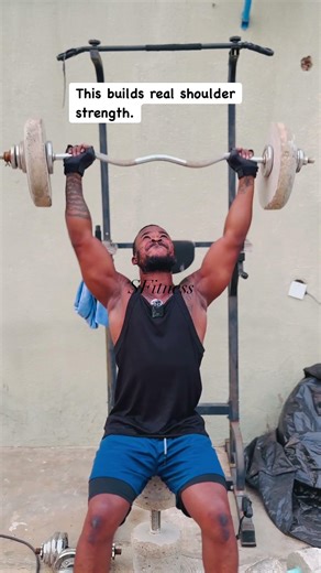 Cement Barbell Shoulder Press at Home 🔥 No Fancy Gym Needed