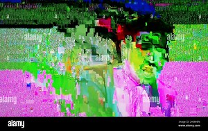 TV Static Noise Glitch Distortion Effect - Digital Video signal on modern LCD TV during live transmission Stock Photo - Alamy