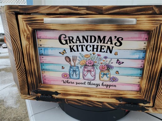 Rustic Corner Bread Box – Customizable Panel, Flame Burnt Wood - Etsy