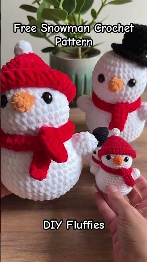 Free snowman crochet pattern & video tutorial #crochetting #crochetchristmas #crochet #amigurumi