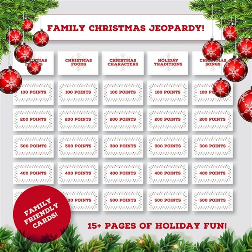 Christmas Jeopardy Game, Printable Trivia, Holiday Party (PDF) - Etsy
