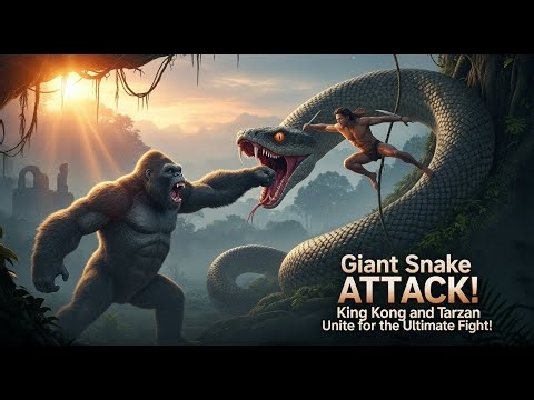 giant snake attack king kong and tarzan unite for the ultimate fight