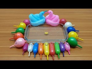 Mixing Random Things into Clear Slime #7 !!! SlimeSmoothie Relaxing Slime with Funny Balloons