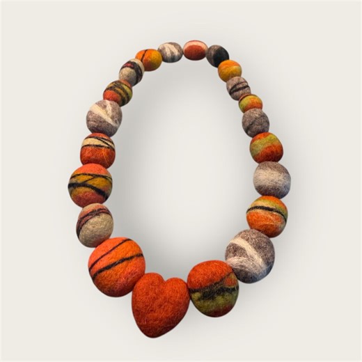 Felted Wool Necklace With Heart Accent – Handmade Statement Jewelry - Etsy