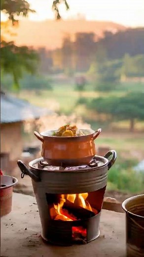 Making a Portable Clay Stove from a Metal Bucket for Outdoor Cooking 🔥