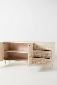 Apollo Carved Mango Wood Sideboard - Antique White Finish India