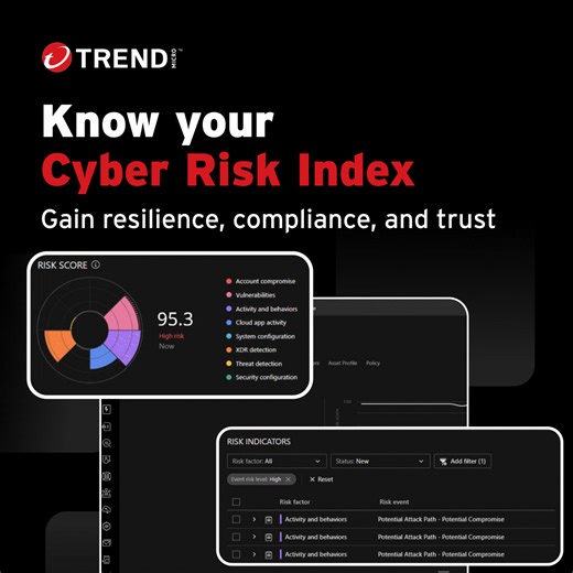 1.2K views | Embrace #ProactiveSecurity now.  Discover how Trend Vision One™ builds resilience, compliance, and trust while improving your #CyberRisk Index. Read our report, More Than a Number: Your Cyber Risk Index Explained.https://spr.ly/61874R3vW | Trend Micro | Facebook