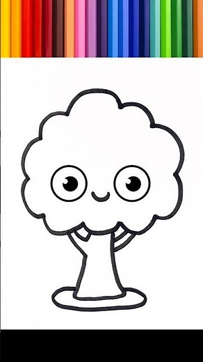 🌈 Drawing, painting, and coloring a tree for children. 🌳