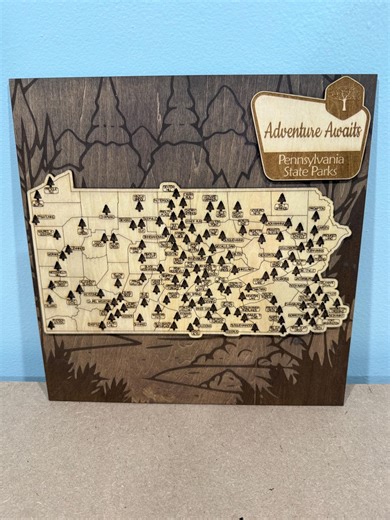 Pennsylvania State Parks Map | Wooden State Park Tracker | Adventure Awaits | Pennsylvania DNR Parks | Laser Cut Wall Art Gift - Etsy