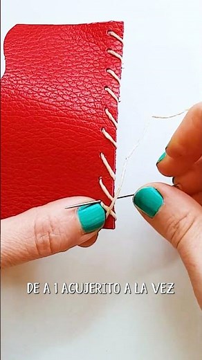 Punto Cruz en bordes con 1 aguja para terminar piezas de cuero, Costura y Bordado a mano sobre cuero