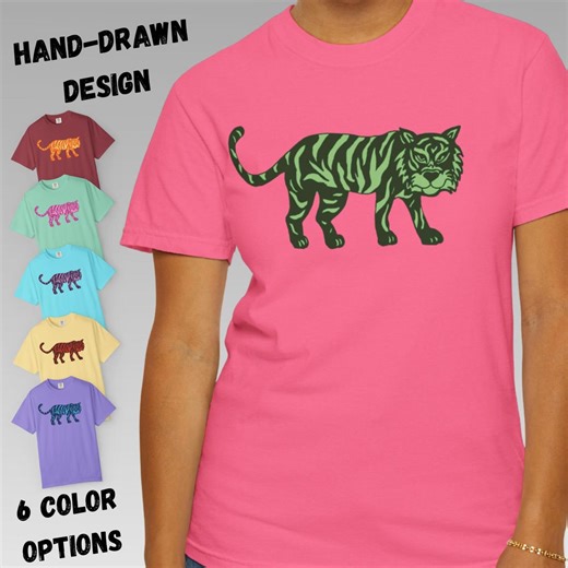 Hand-drawn Tiger T-shirt, Colorful Graphic Tee, Artist Designed and Drawn Animal Shirt, Unisex Tee, Chromatic Beasts Series - Etsy